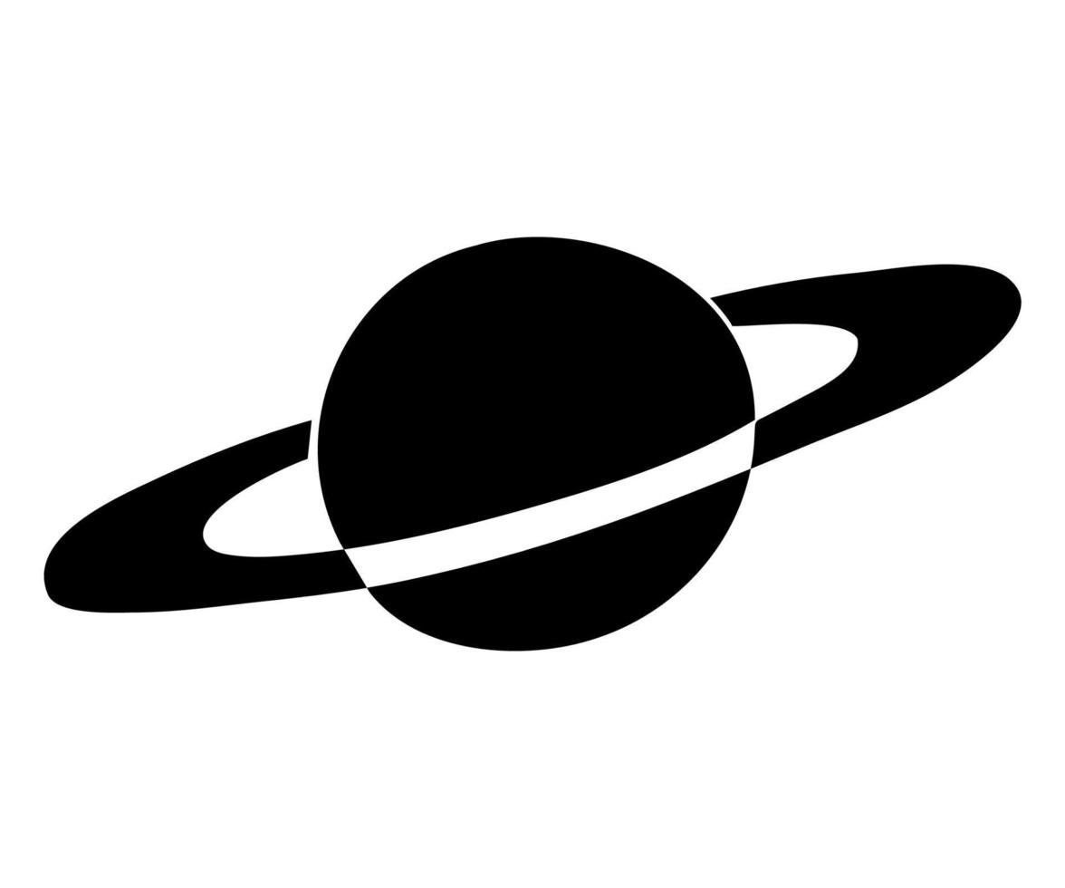 logotipo abstrato preto e branco do planeta saturno vetor