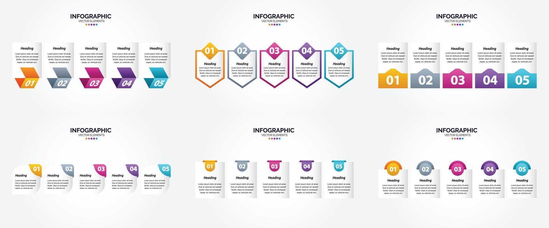 conjunto de design plano de infográficos de ilustração vetorial para folheto publicitário e revista vetor