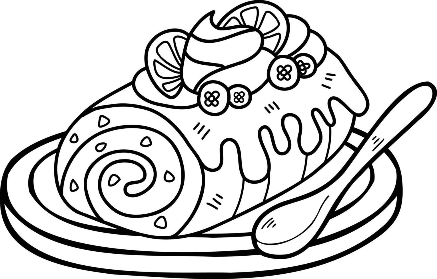 bolo de rolo desenhado à mão e ilustração de limão vetor