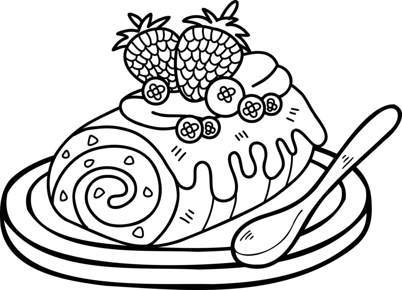 ilustração de bolo de rolo de morango desenhada de mão vetor