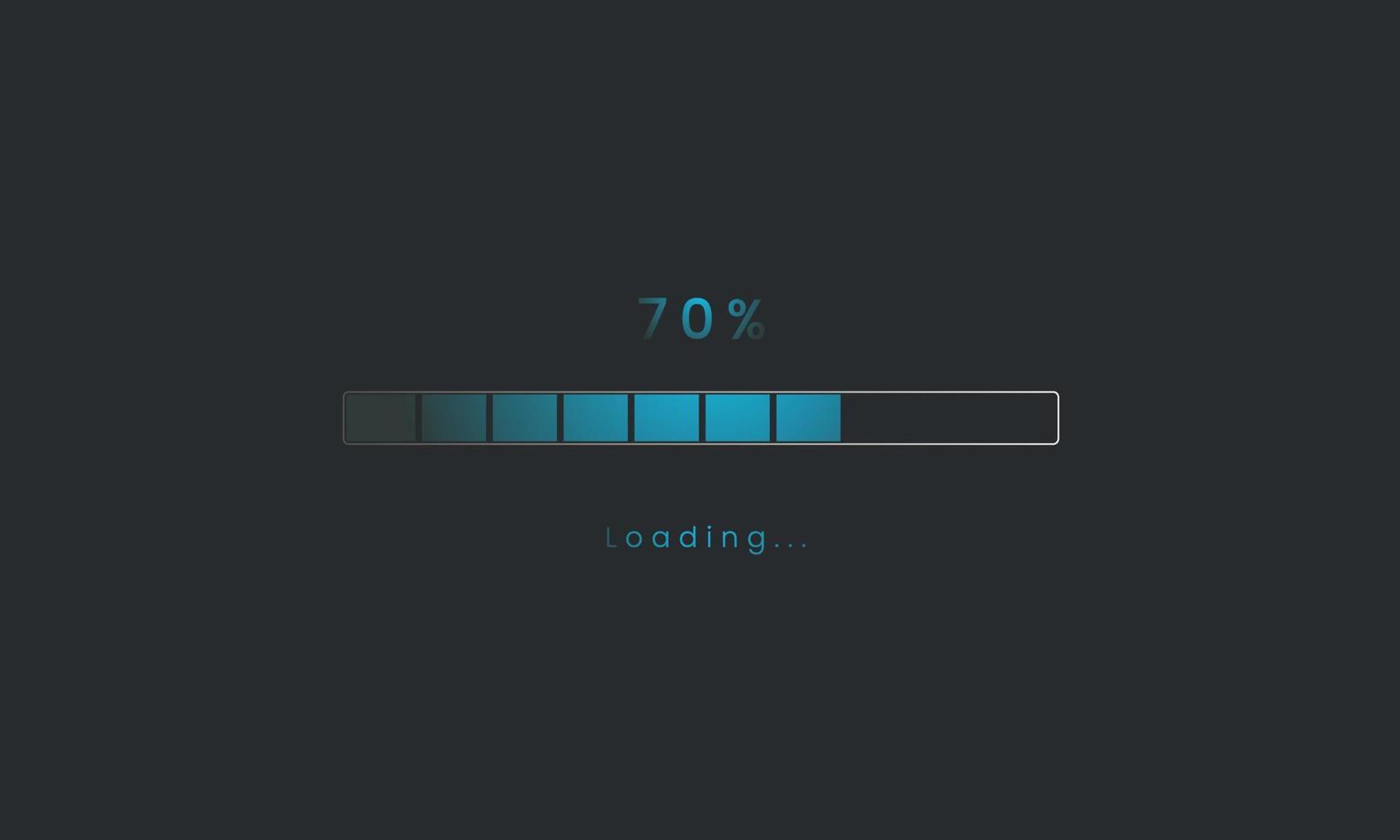 Barra de carregamento de progresso azul escuro futurista de 70 por cento. processo de barra de carregamento de indicadores. vetor