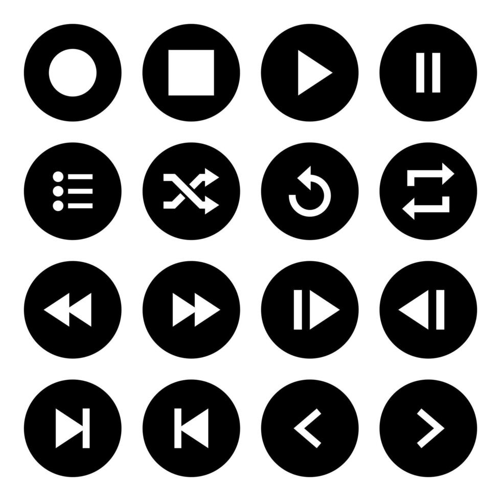 coleção de conjunto de ícones do botão do aplicativo do player de música. ilustração vetorial vetor