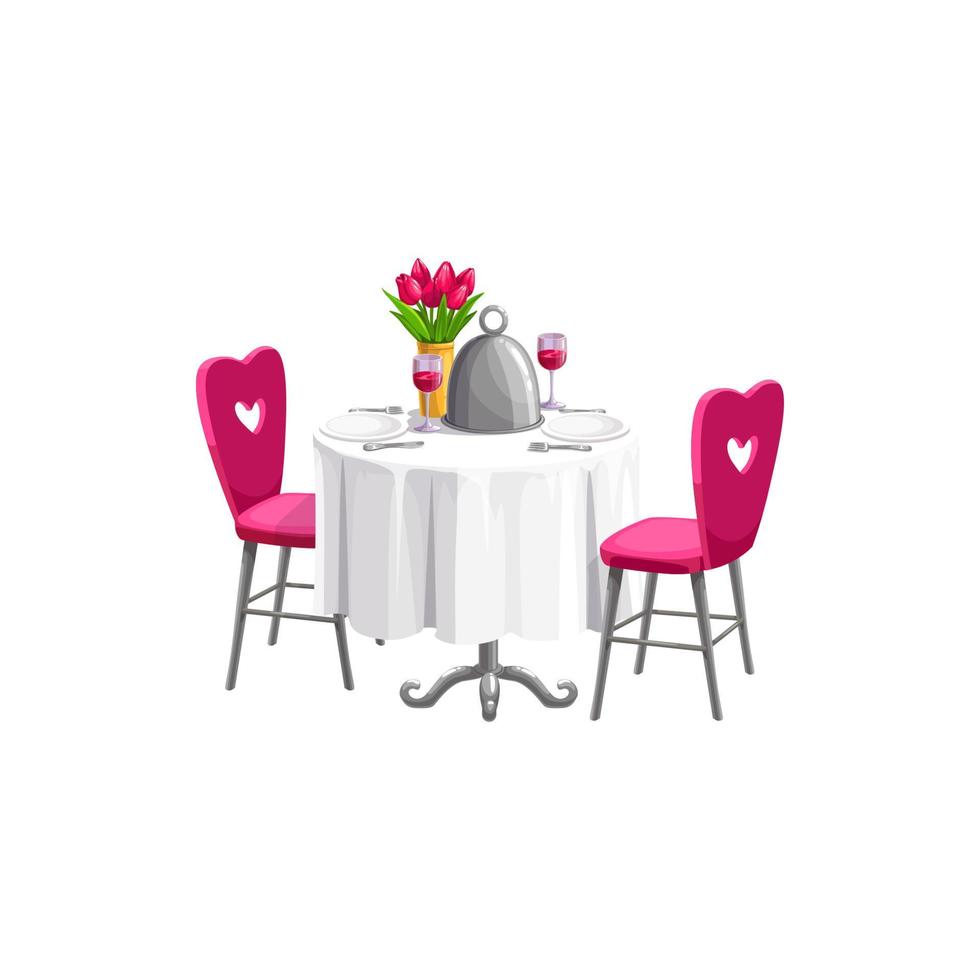 jantar de dia dos namorados, mesa e cadeiras vetor