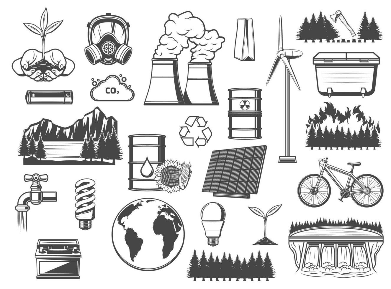 meio ambiente, energia verde e fontes de energia vetor