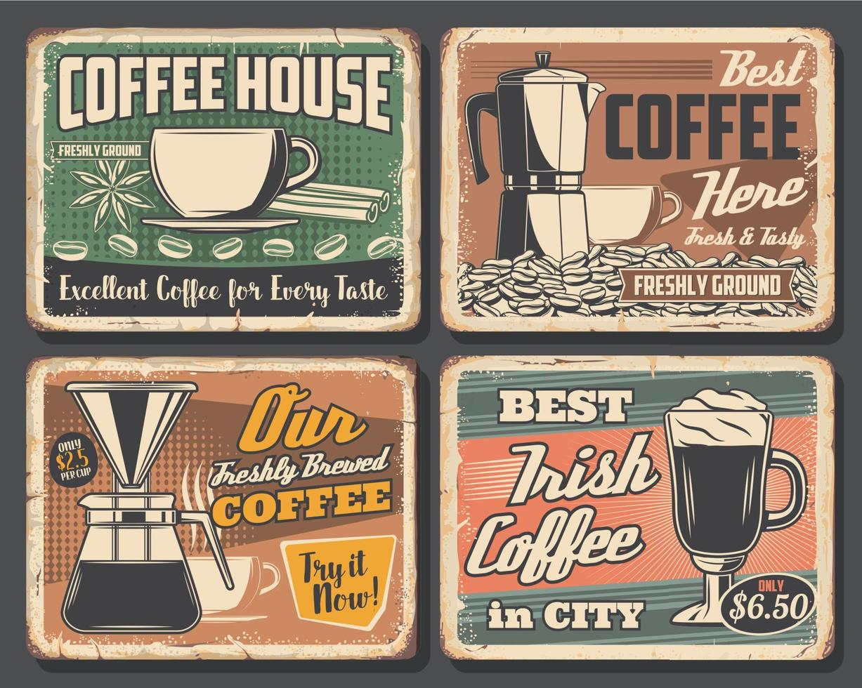 cartaz retrô de café, café expresso, xícara de cappuccino vetor