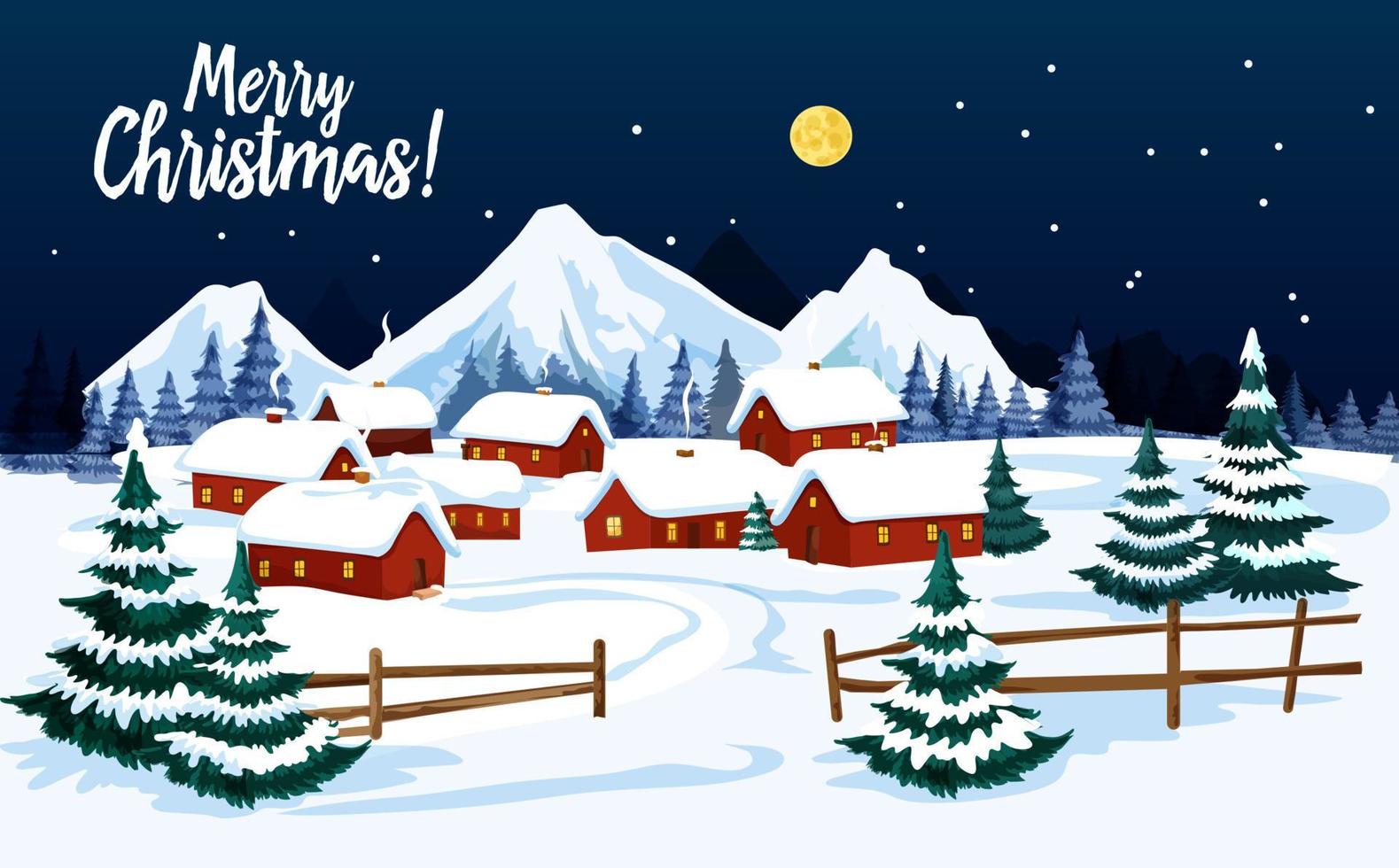 cartão de felicitações de paisagem de inverno de férias de natal vetor