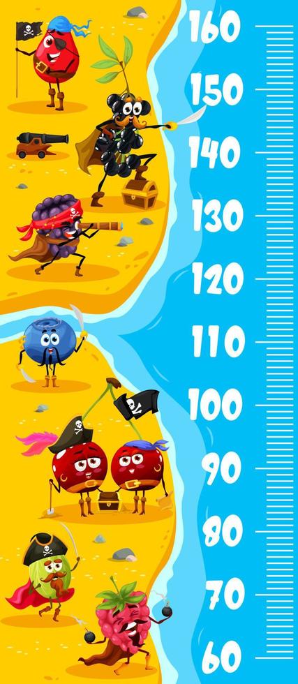 gráfico de altura infantil com piratas de berry dos desenhos animados vetor