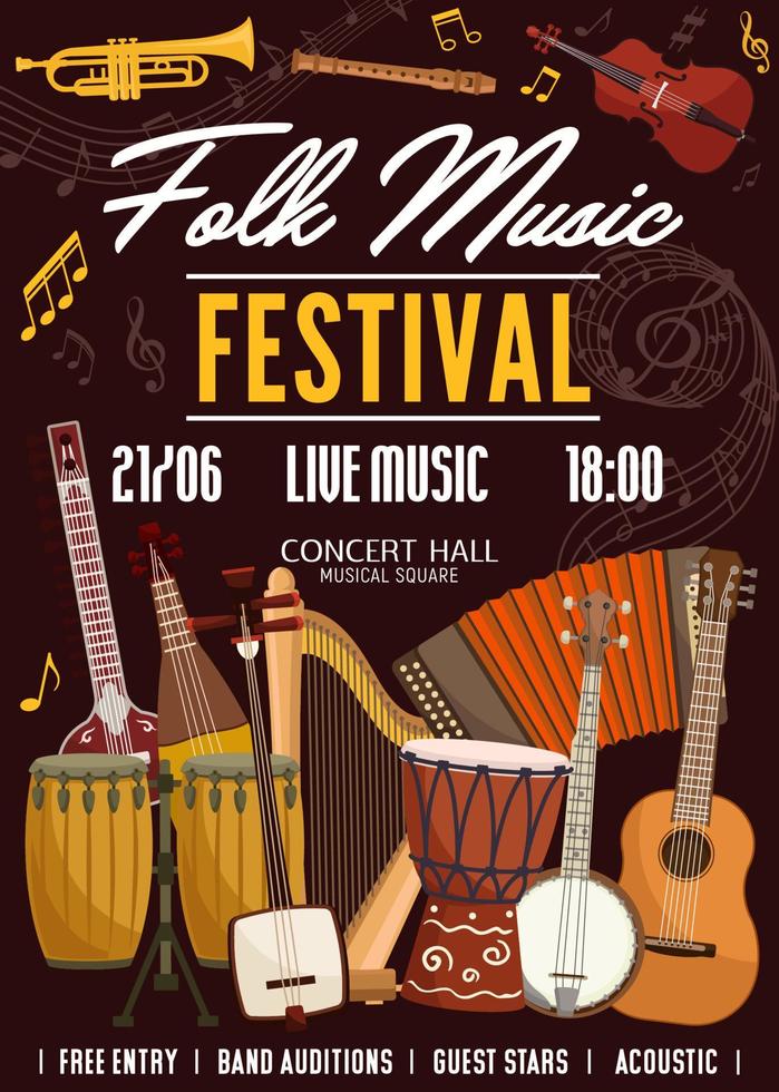 festival de música folclórica, instrumentos musicais tradicionais vetor