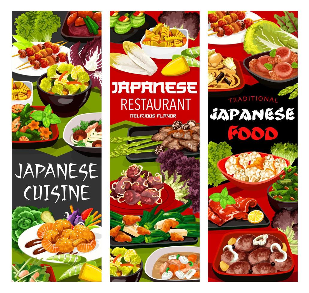 banners de vetor de menu de cozinha japonesa