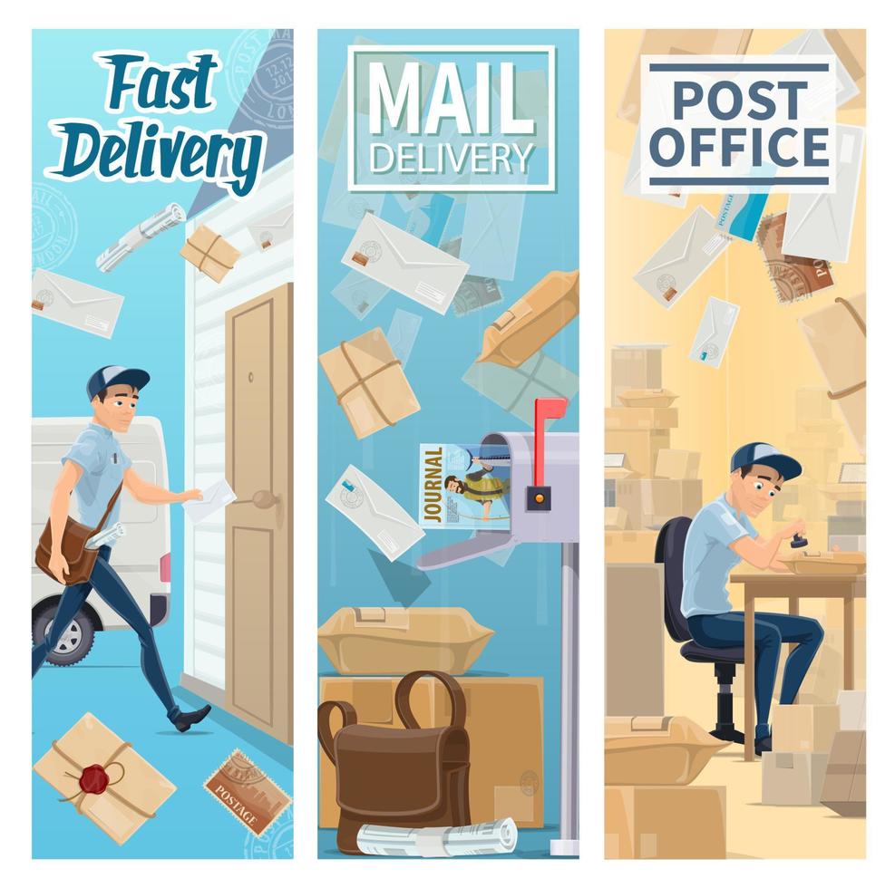 correio, carteiro. serviço de entrega de correio vetor