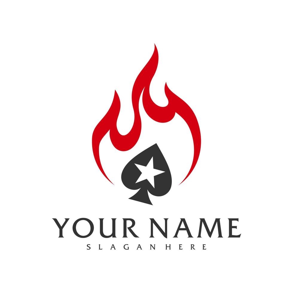 modelo de vetor de logotipo de pôquer de fogo, conceitos de design de logotipo de pôquer criativo