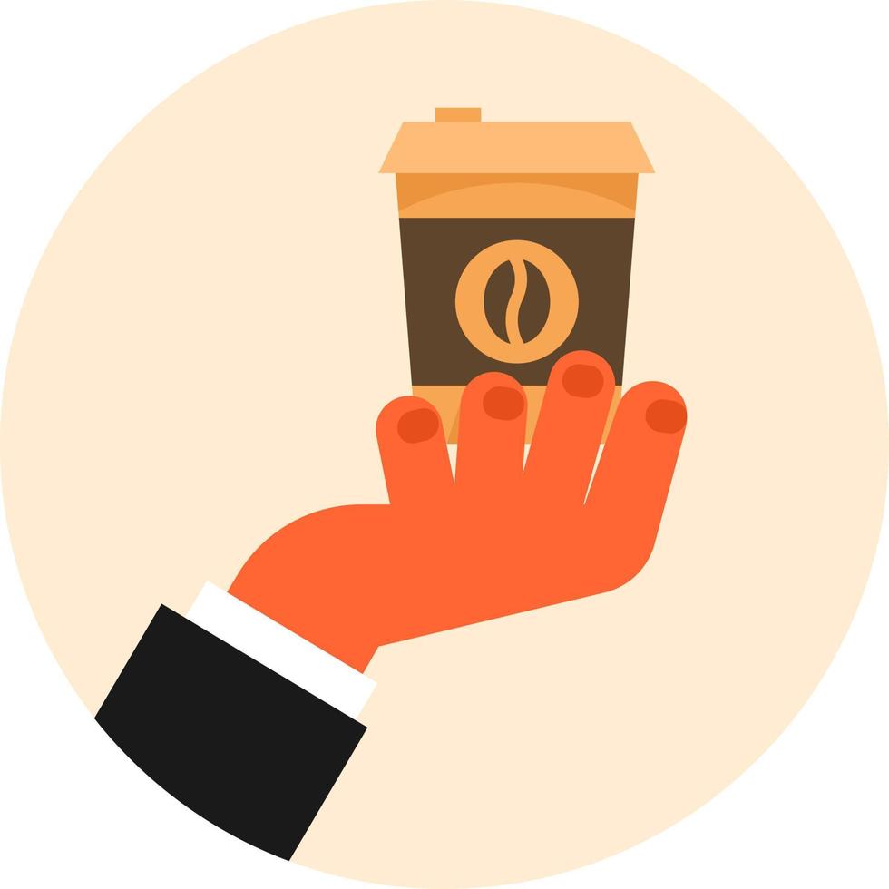 mão segurando um vetor de bebida de café