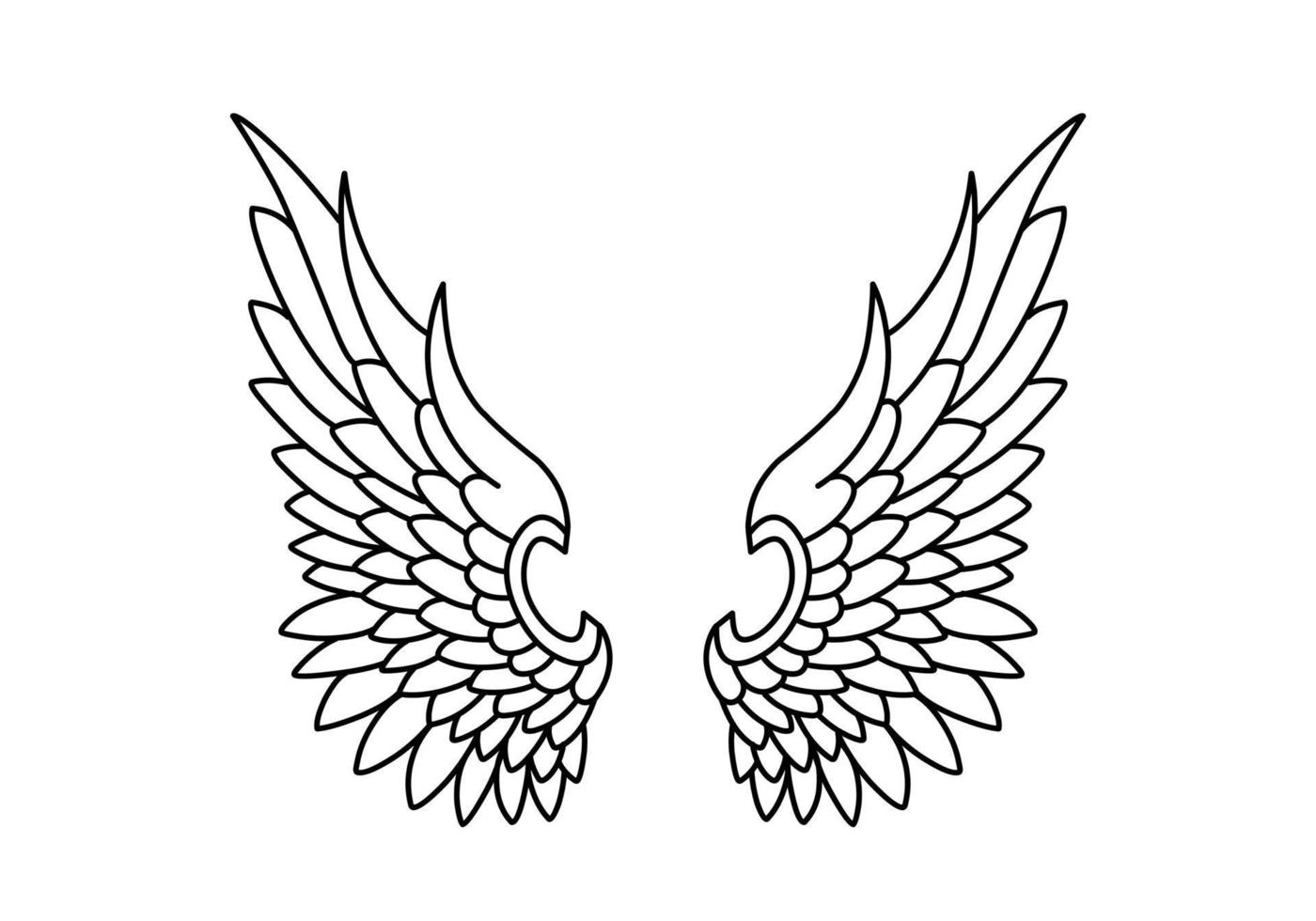 vetor livre asas de anjo arte de linha e contorno