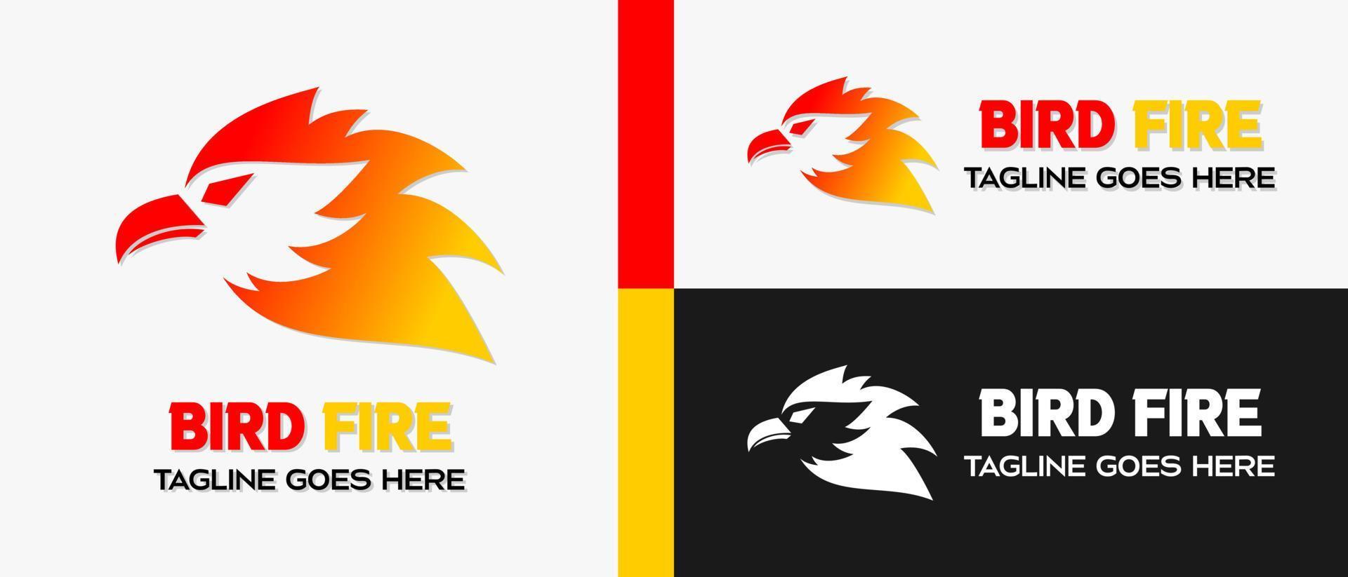 modelo de design de logotipo de pássaro em forma de fogo. ilustração vetorial vetor