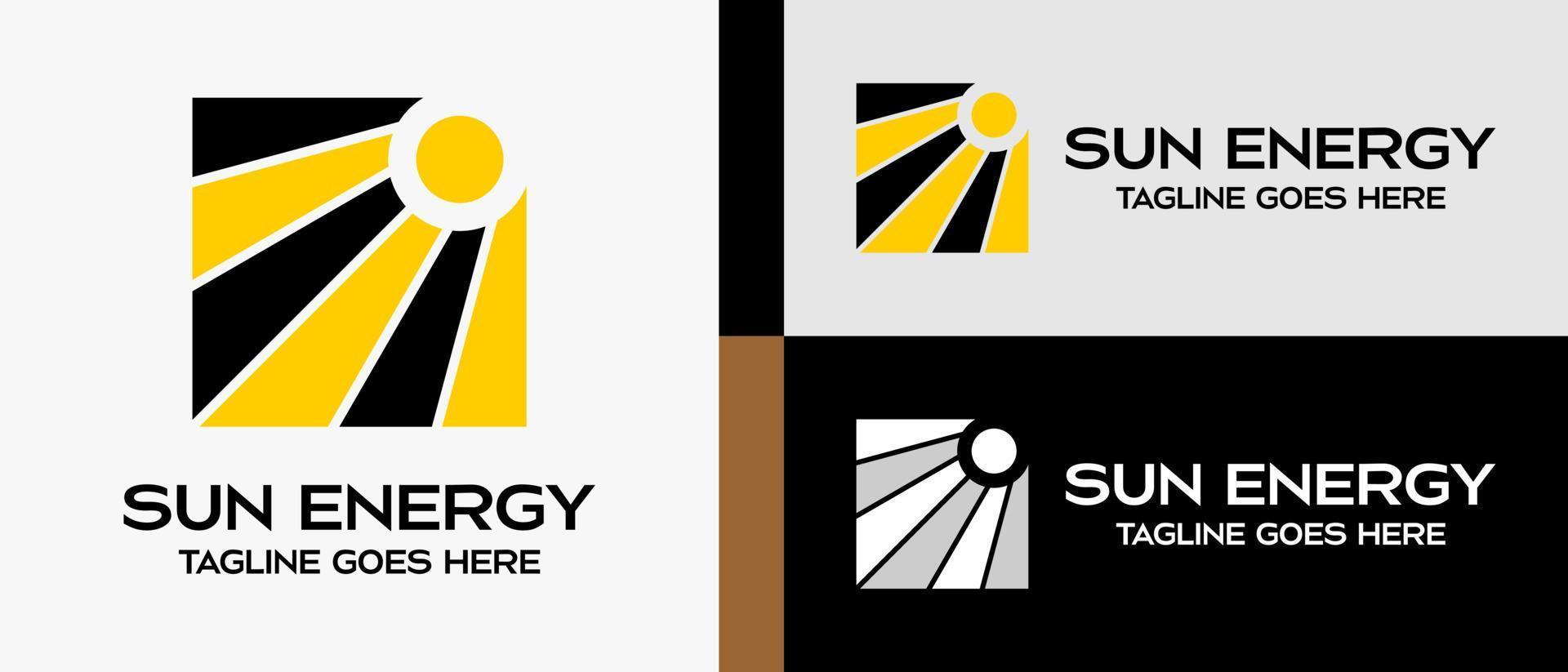 modelo de design de logotipo para empresa, negócios, energia ou tecnologia. ícone do sol em uma caixa. ilustração em vetor logotipo abstrato