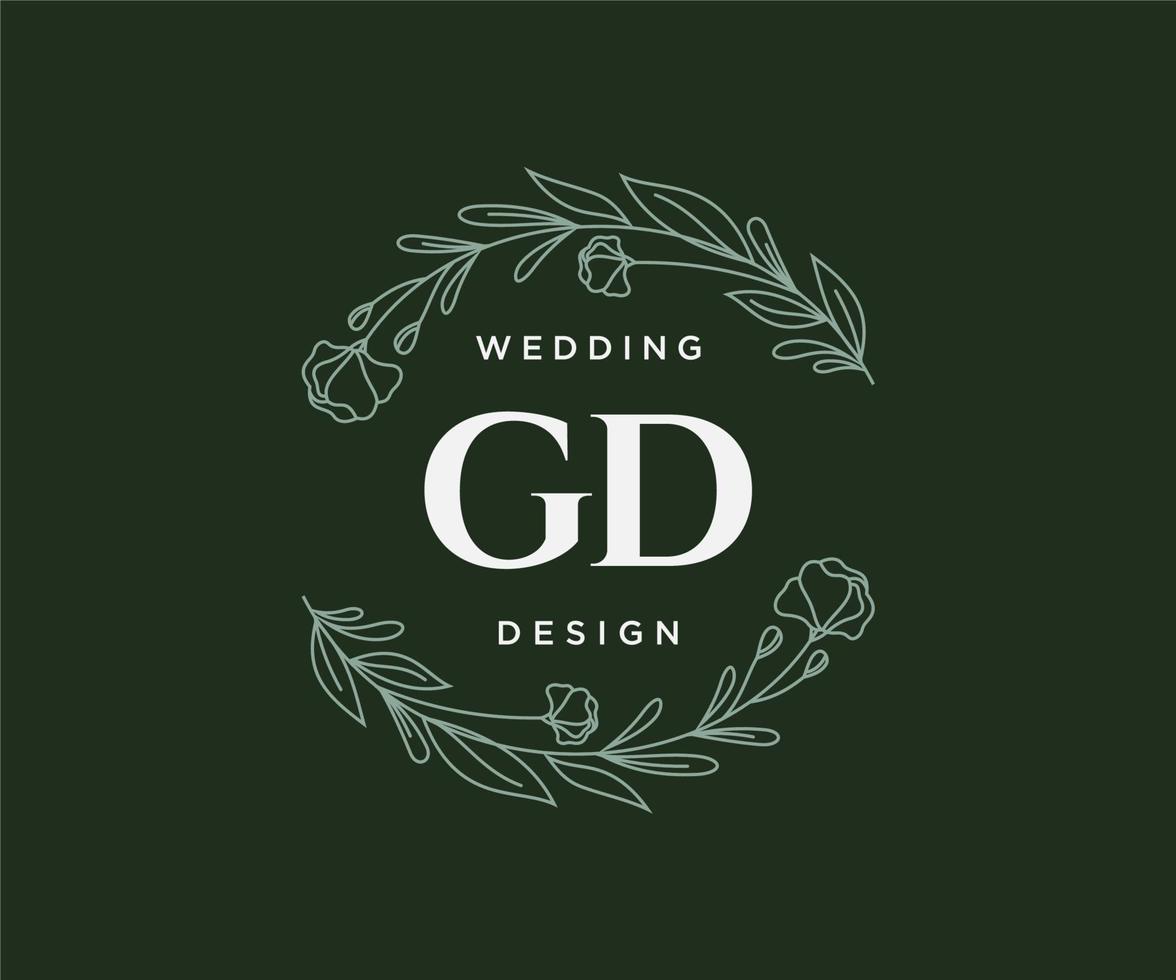 gd letras iniciais coleção de logotipos de monograma de casamento, modelos minimalistas e florais modernos desenhados à mão para cartões de convite, salve a data, identidade elegante para restaurante, boutique, café em vetor