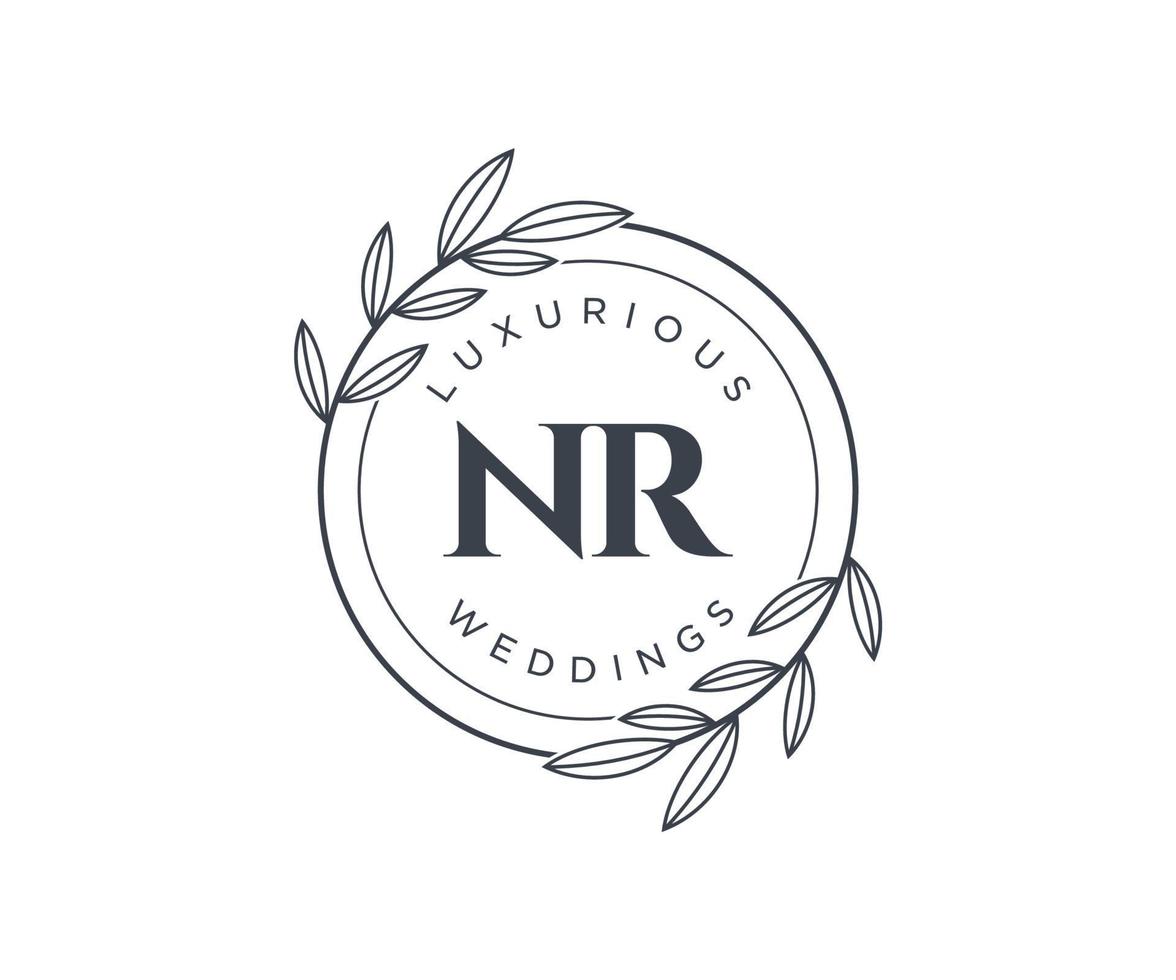 nr letras iniciais modelo de logotipos de monograma de casamento, modelos minimalistas e florais modernos desenhados à mão para cartões de convite, salve a data, identidade elegante. vetor