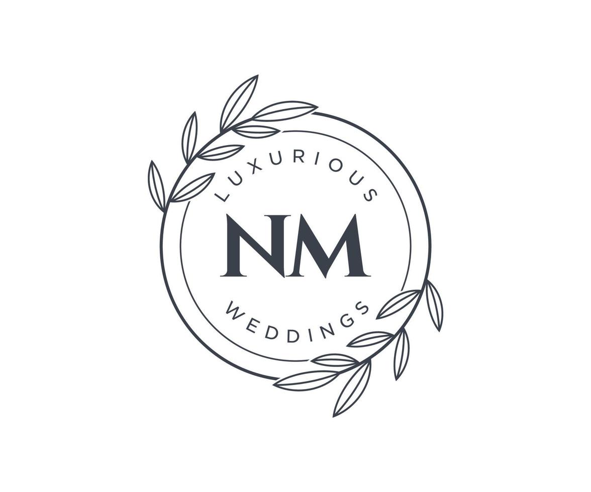 nm letras iniciais modelo de logotipos de monograma de casamento, modelos modernos minimalistas e florais desenhados à mão para cartões de convite, salve a data, identidade elegante. vetor