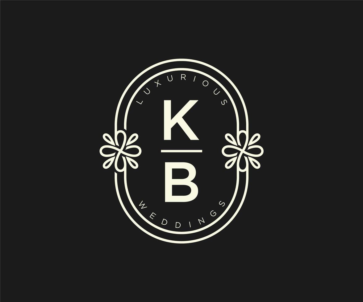 kb letras iniciais modelo de logotipos de monograma de casamento, modelos modernos minimalistas e florais desenhados à mão para cartões de convite, salve a data, identidade elegante. vetor