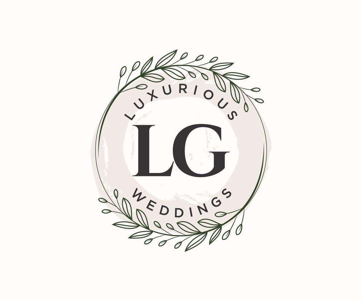 lg letras iniciais modelo de logotipos de monograma de casamento, modelos modernos minimalistas e florais desenhados à mão para cartões de convite, salve a data, identidade elegante. vetor