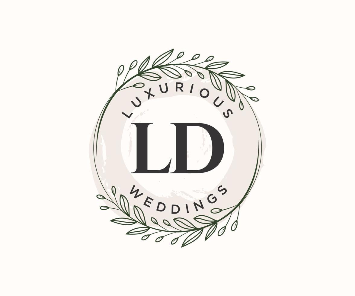 modelo de logotipos de monograma de casamento de carta de iniciais ld, modelos modernos minimalistas e florais desenhados à mão para cartões de convite, salve a data, identidade elegante. vetor