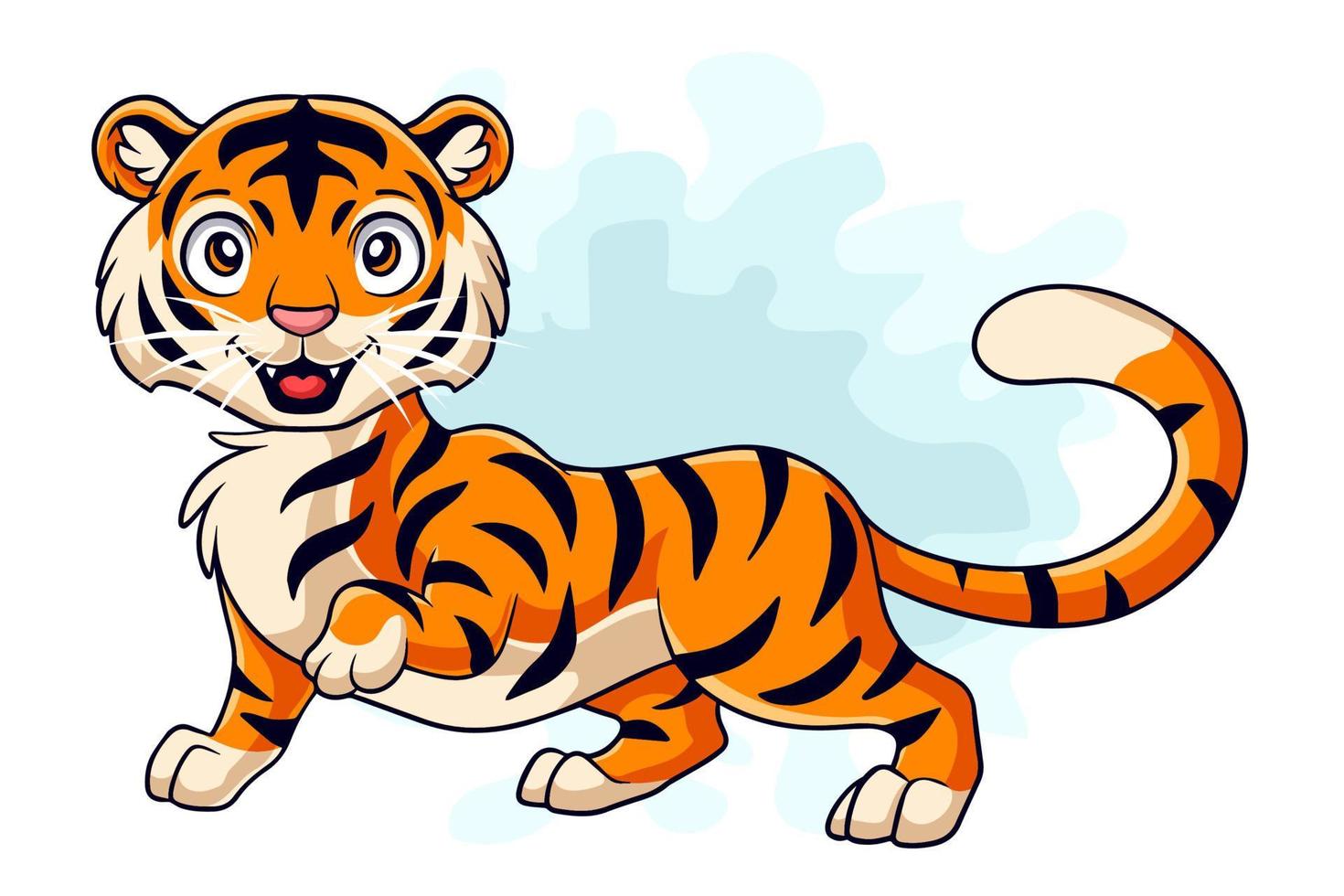 desenho animado tigre engraçado isolado no fundo branco vetor