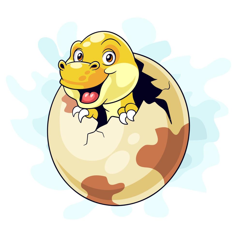 dinossauro dos desenhos animados chocou dentro de um ovo em um fundo branco vetor