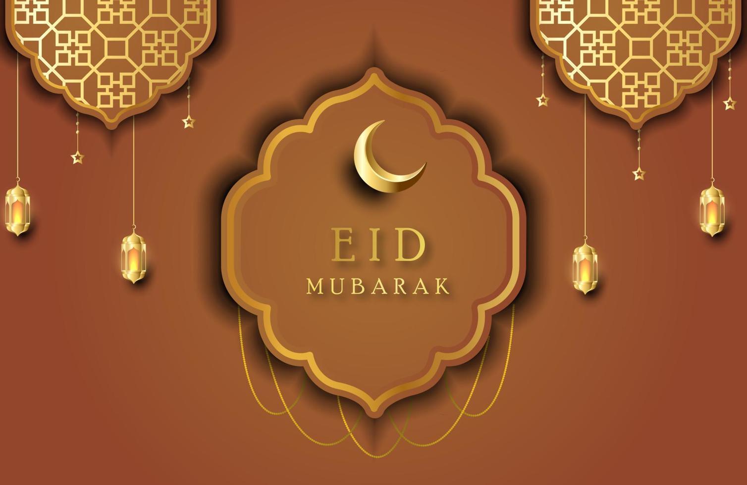 fundo de eid mubarak em ilustração vetorial de estilo de luxo vetor