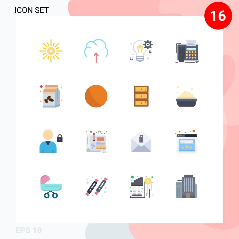 16 cores planas universais definidas para aplicativos da web e móveis solução de configuração de servidor de fax de telefone pacote editável de elementos de design de vetores criativos