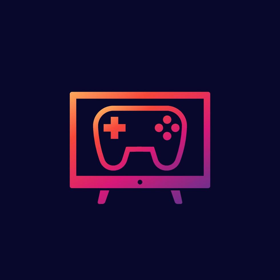 ícone de vetor de tv e gamepad