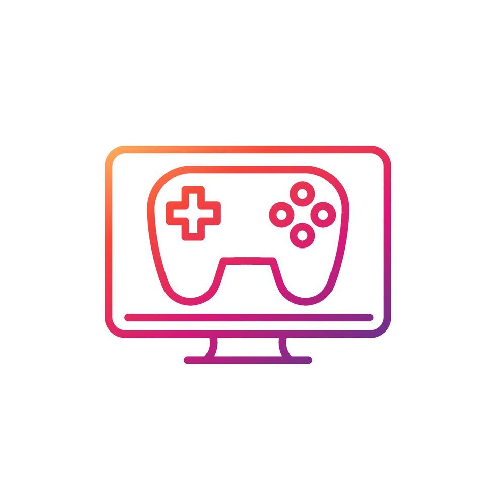 ícone de linha de tv e gamepad vetor