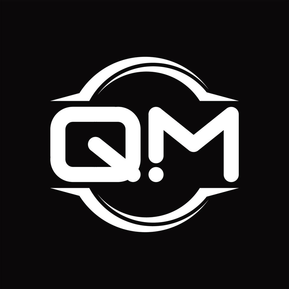 monograma de logotipo qm com modelo de design de forma de fatia arredondada de círculo vetor