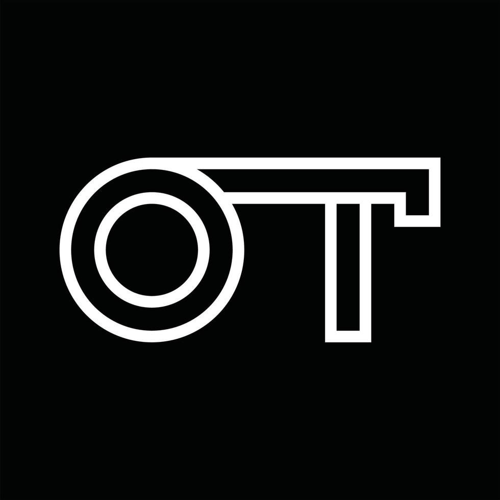 monograma de logotipo ot com espaço negativo de estilo de linha vetor
