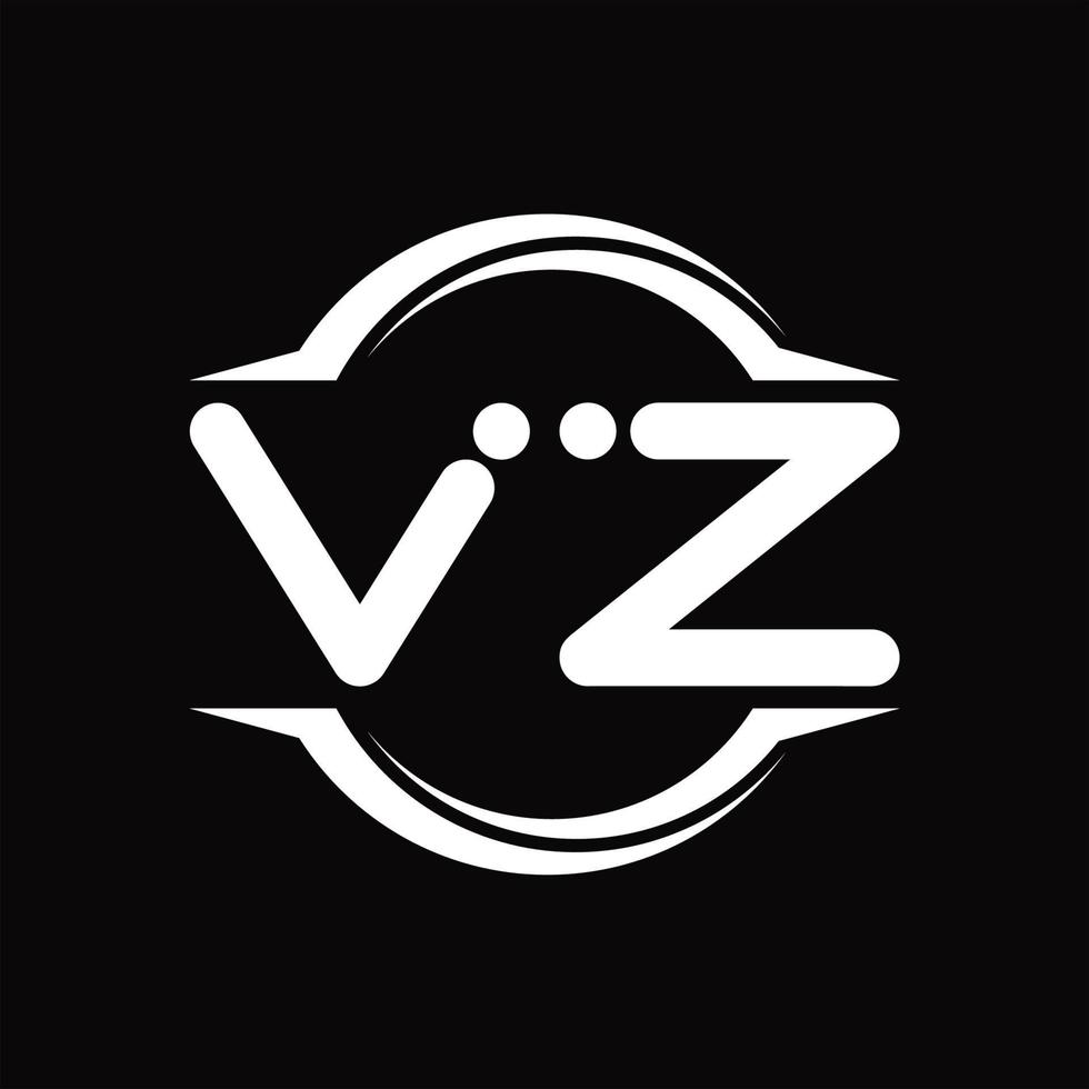 monograma de logotipo vz com modelo de design de forma de fatia arredondada de círculo vetor