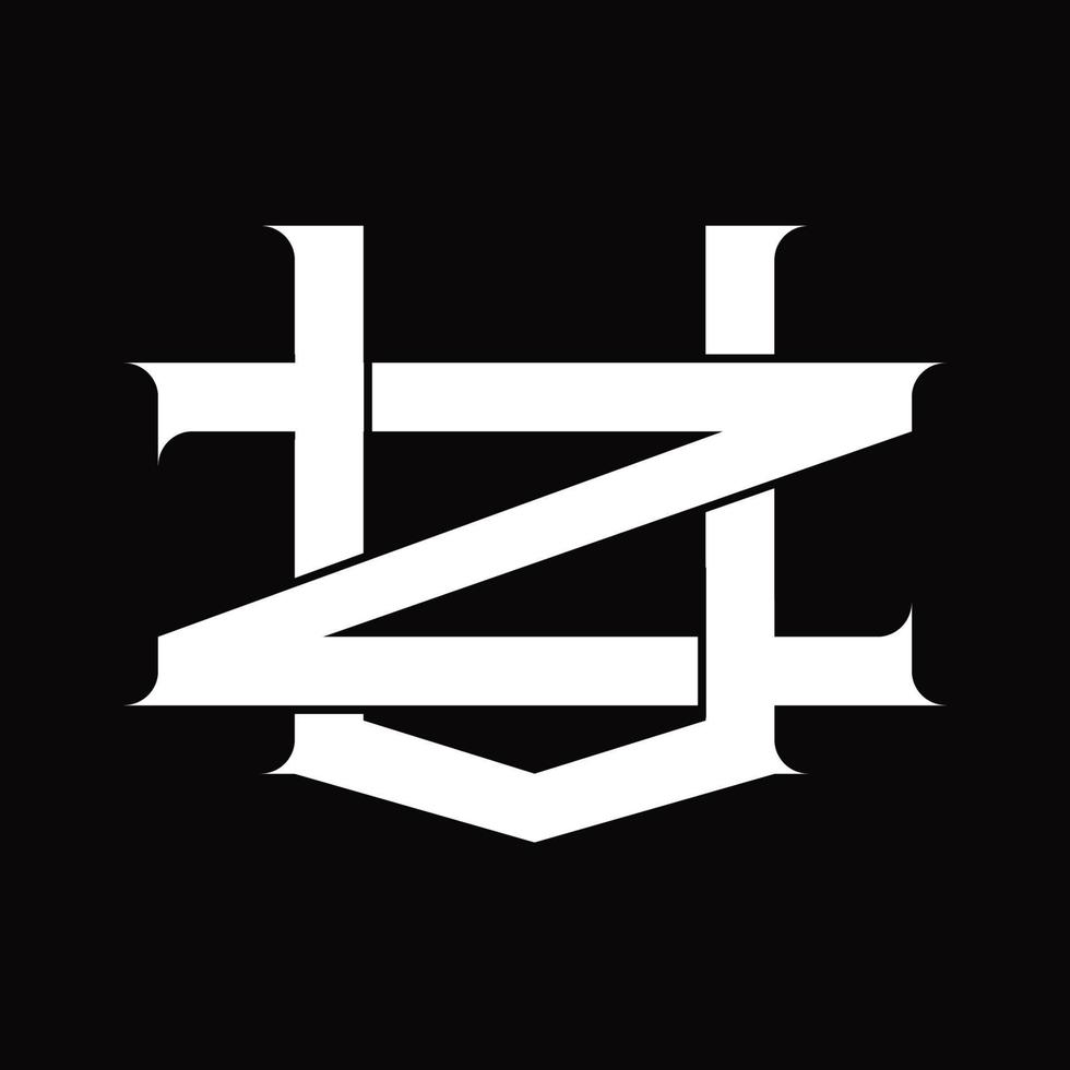 monograma de logotipo zv com modelo de design de estilo vinculado sobreposto vintage vetor