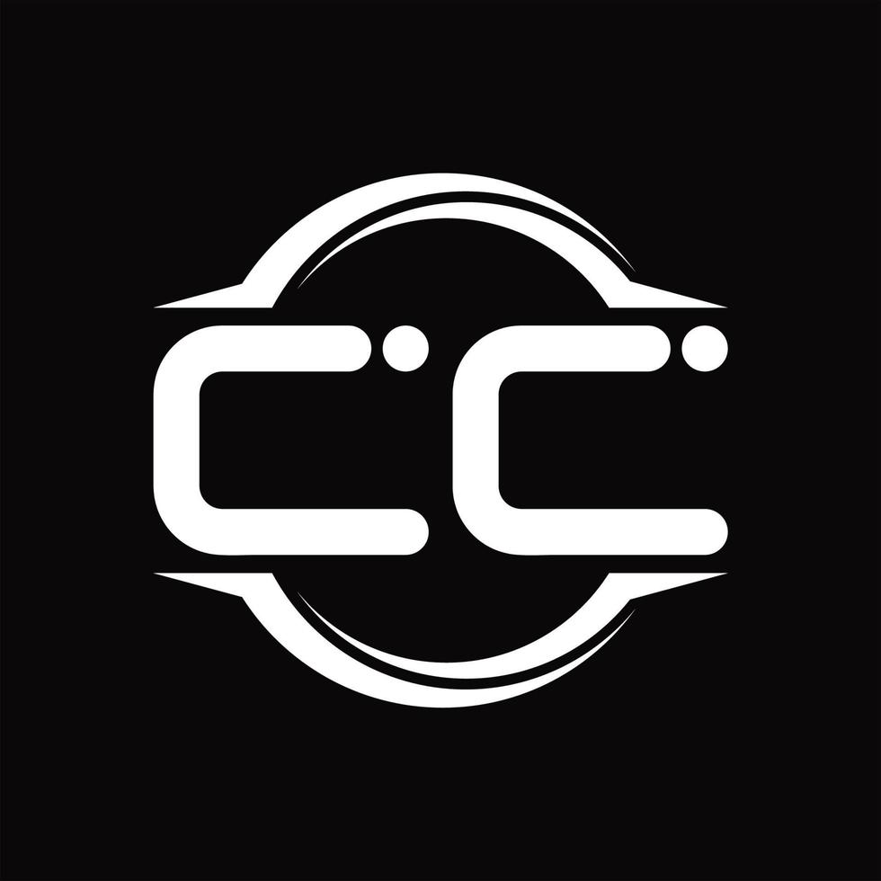 monograma de logotipo cc com modelo de design de forma de fatia arredondada de círculo vetor