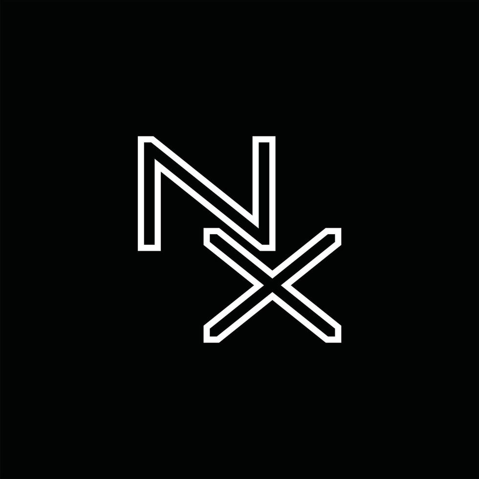 monograma de logotipo nx com modelo de design de estilo de linha vetor