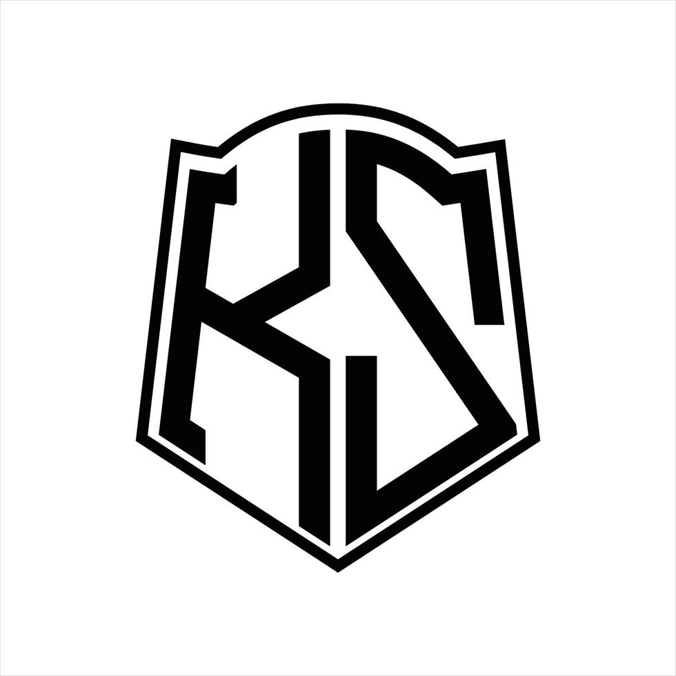 monograma de logotipo kz com modelo de design de contorno de forma de escudo vetor
