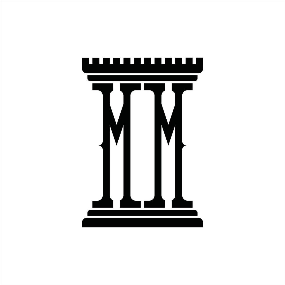 monograma de logotipo mm com modelo de design de forma de pilar vetor