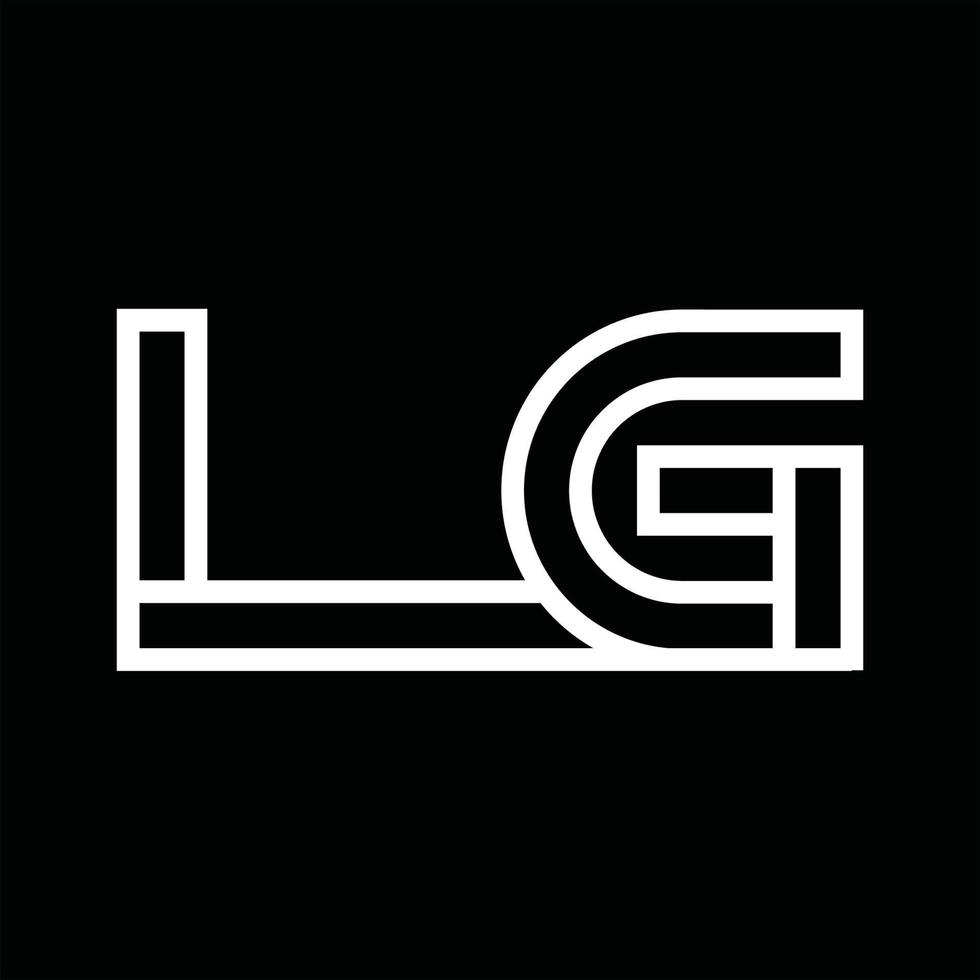 monograma do logotipo lg com espaço negativo de estilo de linha vetor