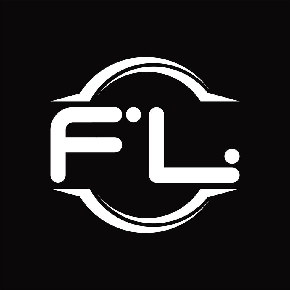 monograma de logotipo fl com modelo de design de forma de fatia arredondada de círculo vetor