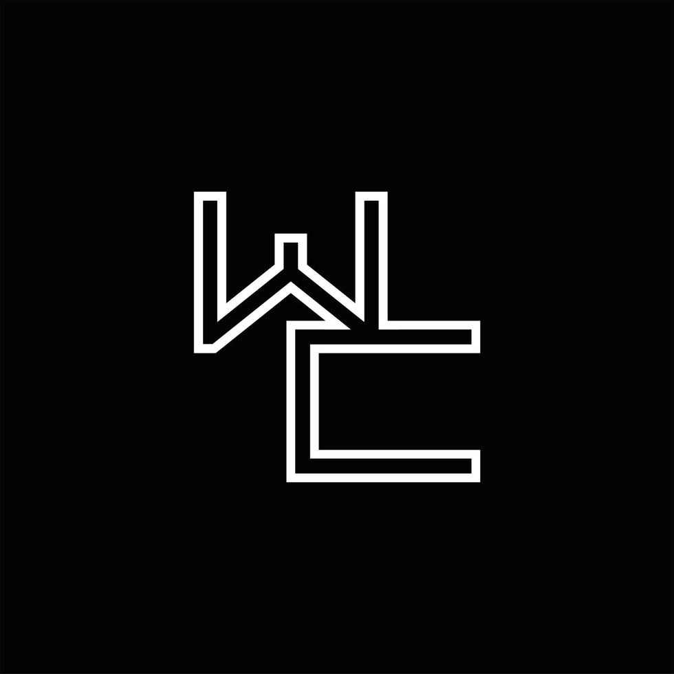 monograma de logotipo wc com modelo de design de estilo de linha vetor