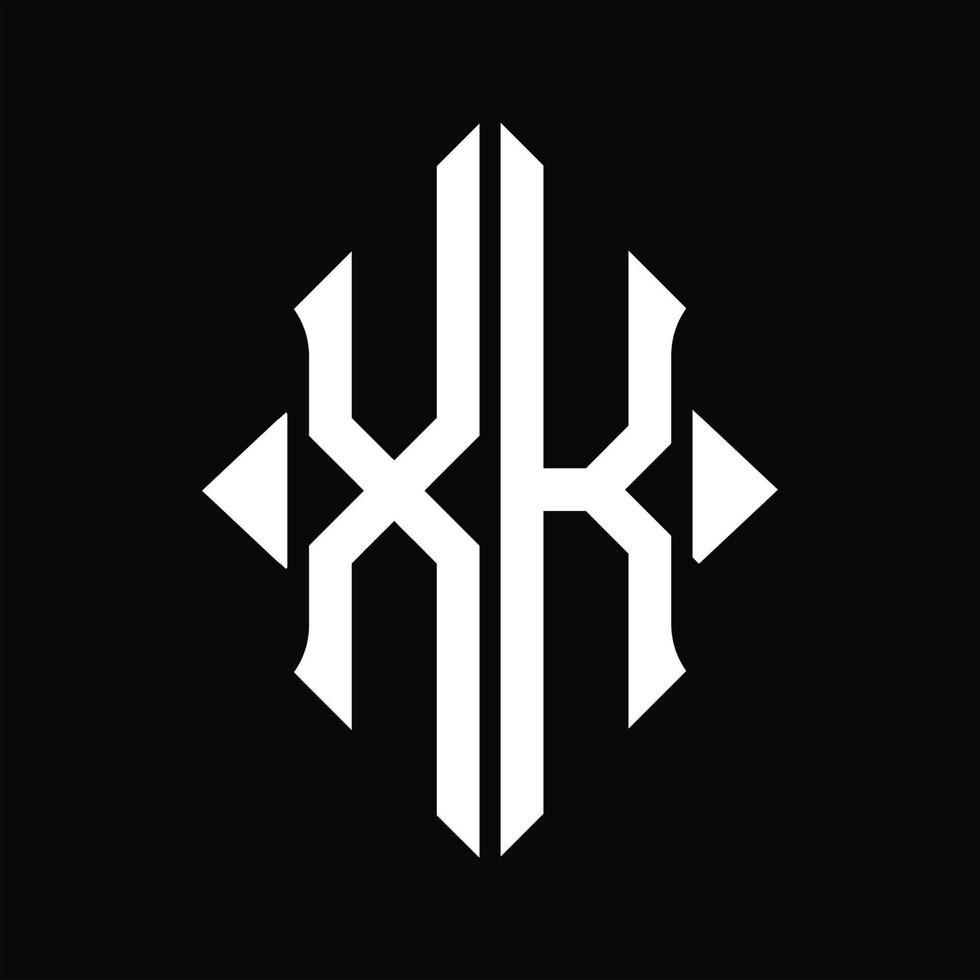 monograma do logotipo xk com modelo de design isolado em forma de escudo vetor