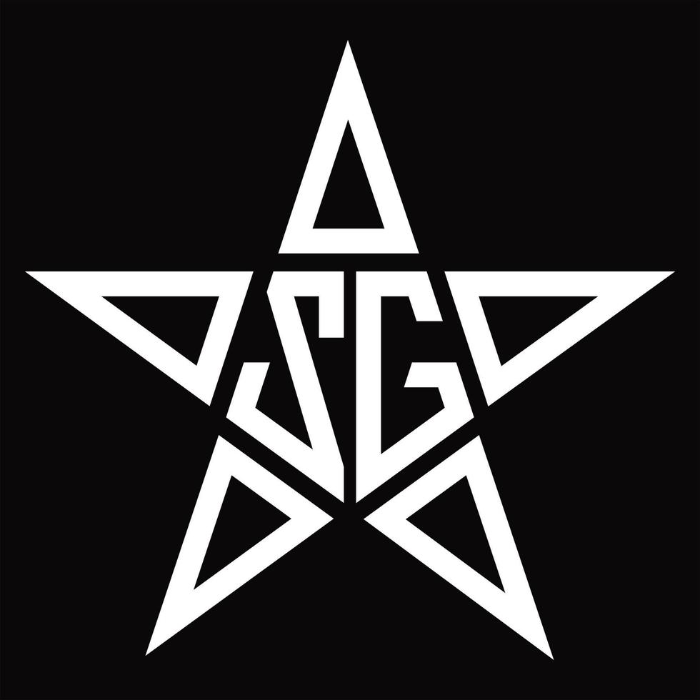 monograma de logotipo zg com modelo de design em forma de estrela vetor