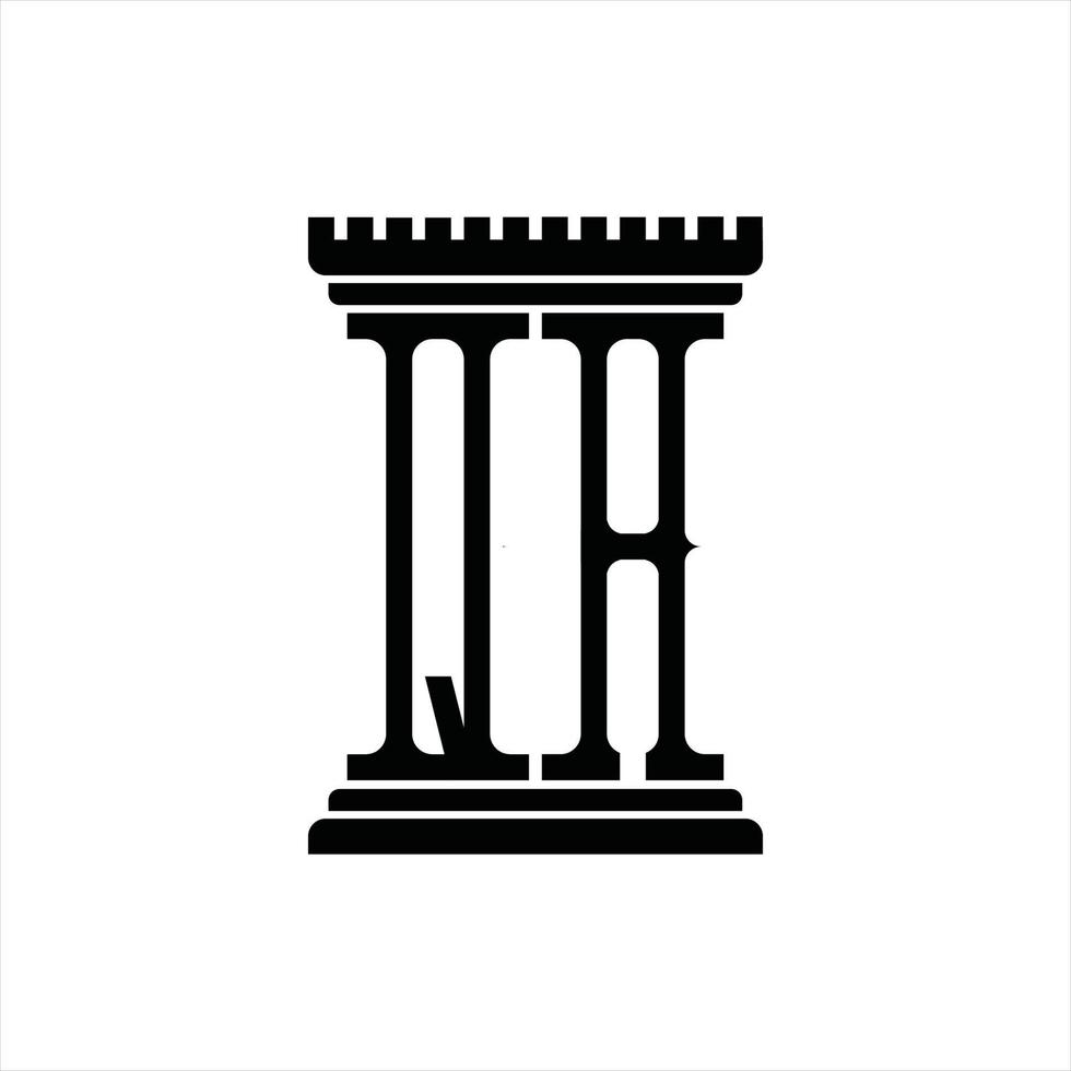 monograma de logotipo qa com modelo de design de forma de pilar vetor