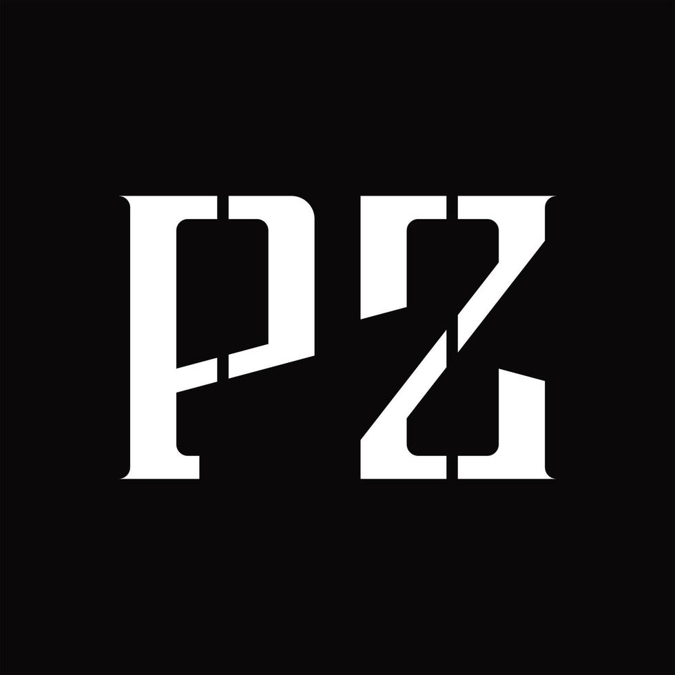 monograma de logotipo pz com modelo de design de fatia média vetor