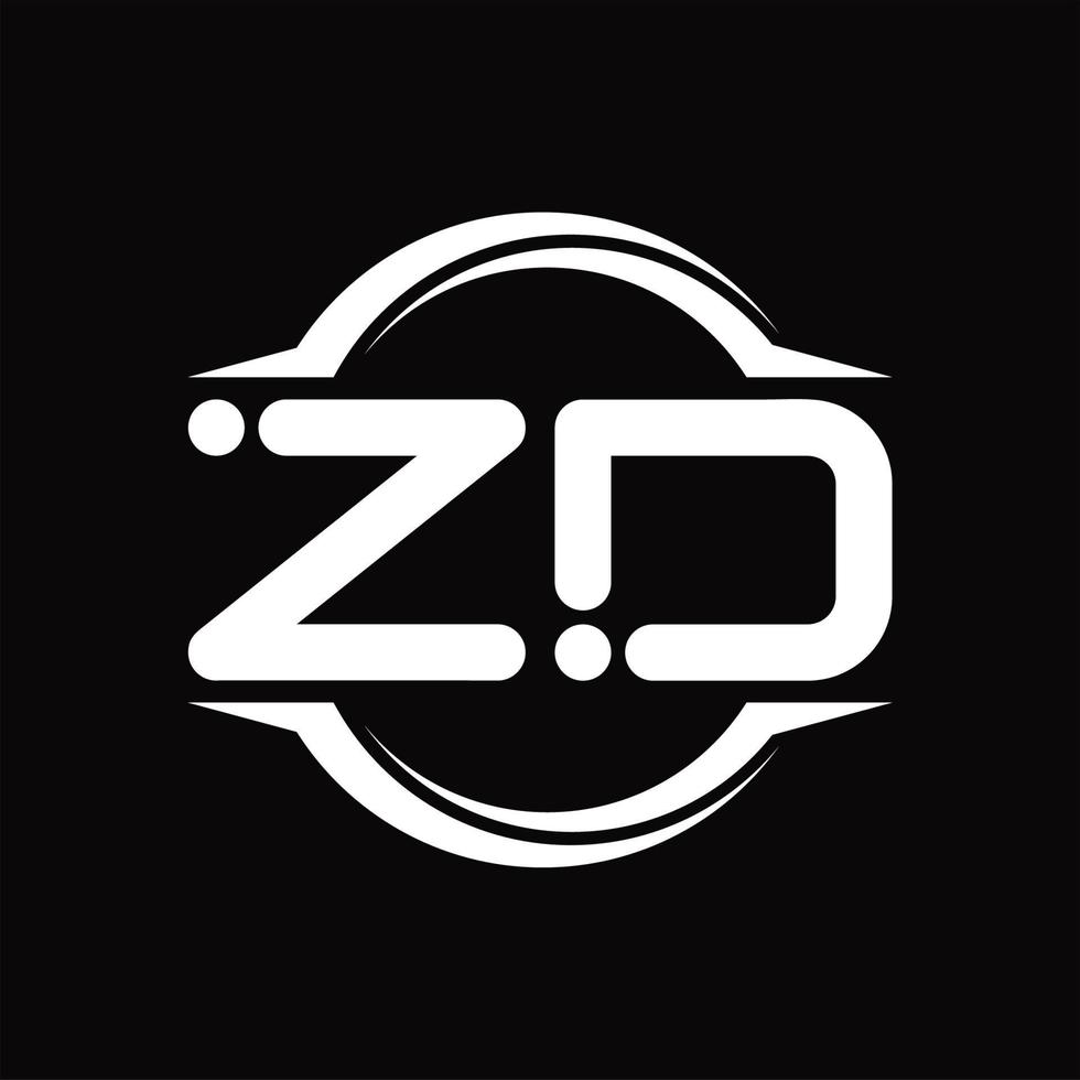 monograma de logotipo zd com modelo de design de forma de fatia arredondada de círculo vetor