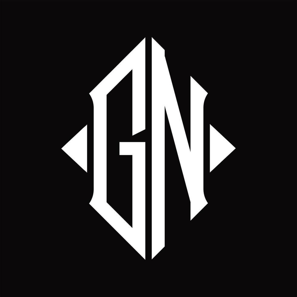 monograma de logotipo gn com modelo de design isolado de forma de escudo vetor