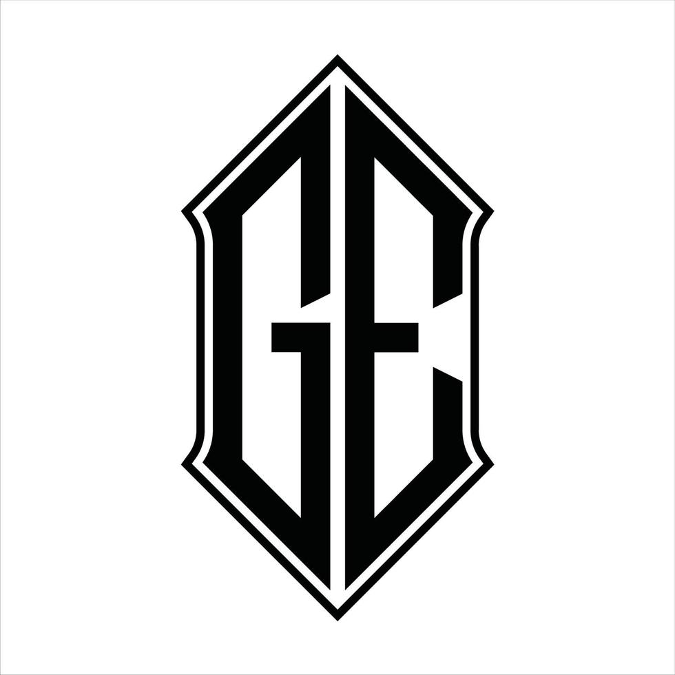monograma do logotipo ge com formato de escudo e modelo de design de contorno resumo do ícone do vetor