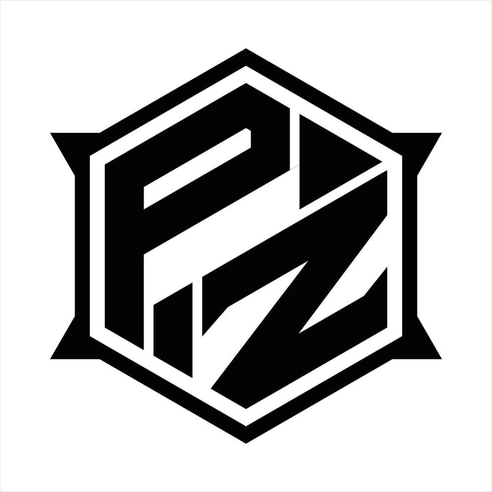 modelo de design de monograma de logotipo pz vetor